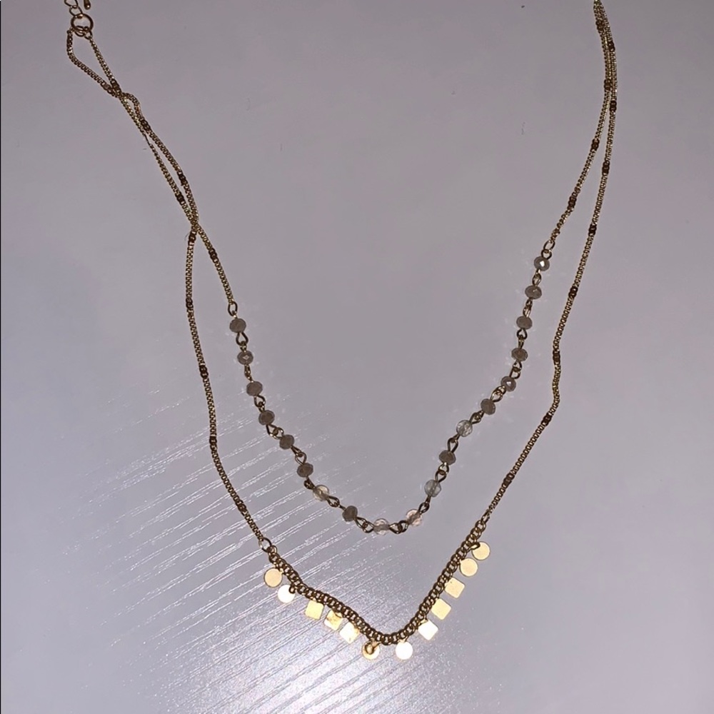 Double Layered gold and grey Necklace